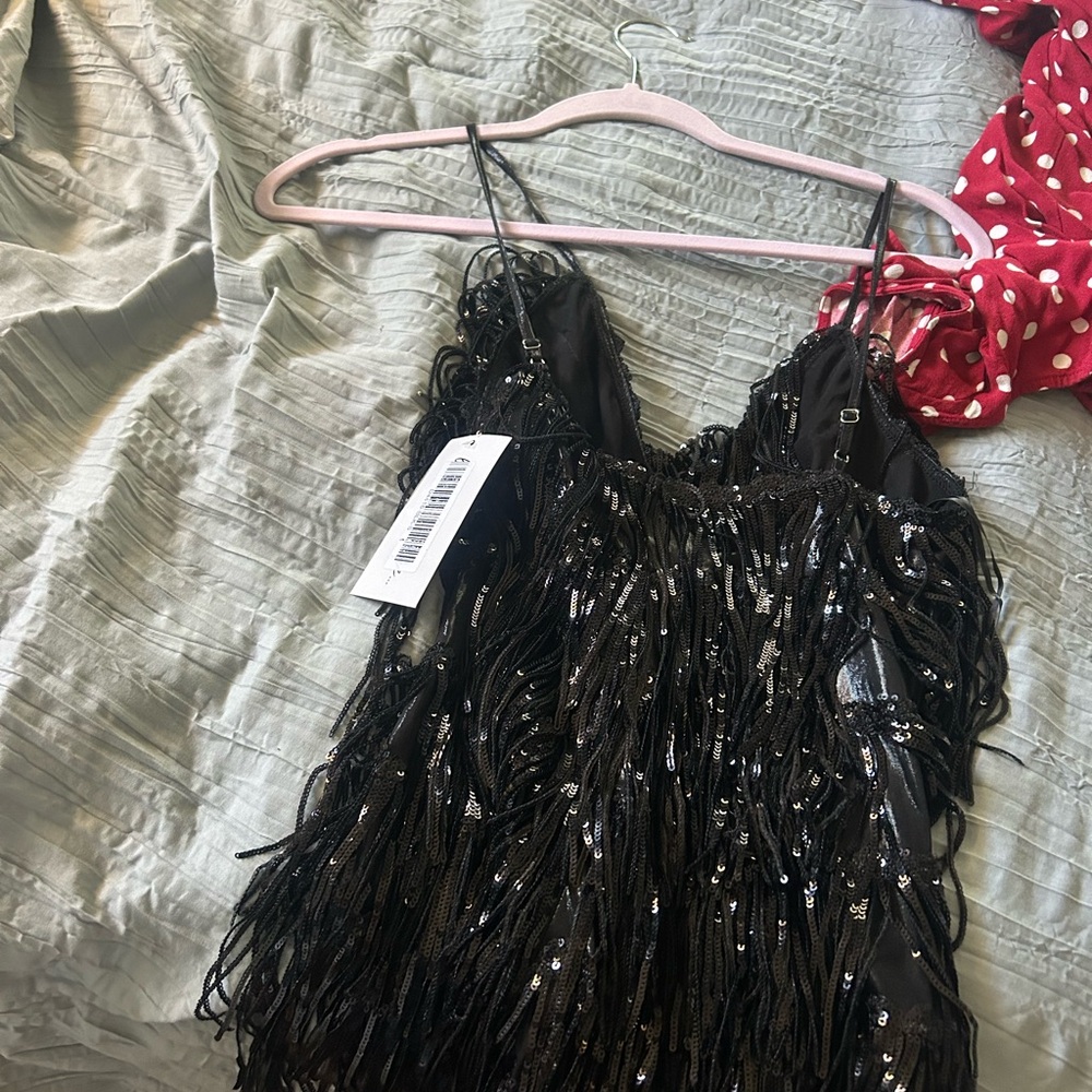 12th Tribe Black Fringe Talia  romper